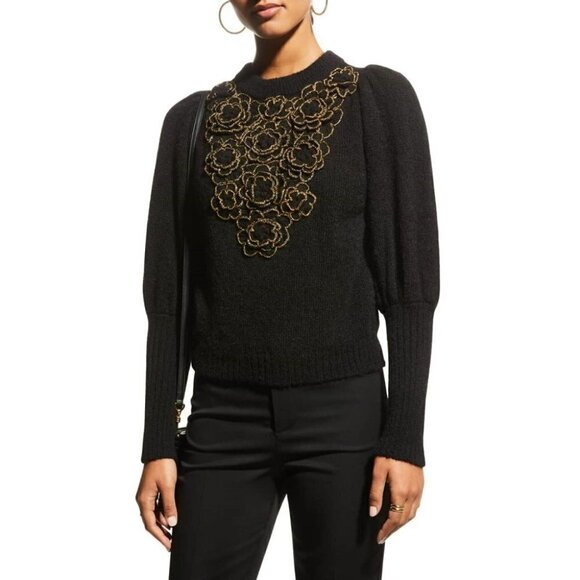 Stella Pardo  | Beatriz Floral Applique Crewneck Sweater - Picture 1 of 13